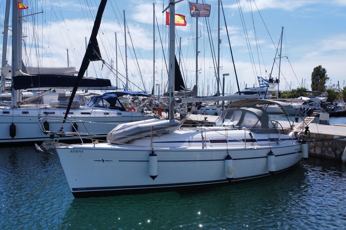 Exterior view of Athina, a Bavaria 32 Cruiser sailboat at Preveza, Greece