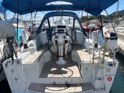 Cockpit of Lazzarone, a Jeanneau Sun Odyssey 319 sailboat at Cannigione, Italy