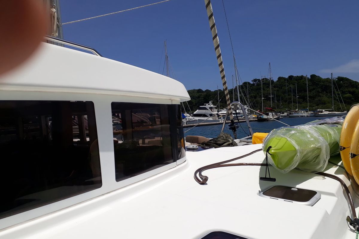 Deck of Vip One, a Lagoon 500 catamaran at San Blas, Corazon de Jesus, Panama