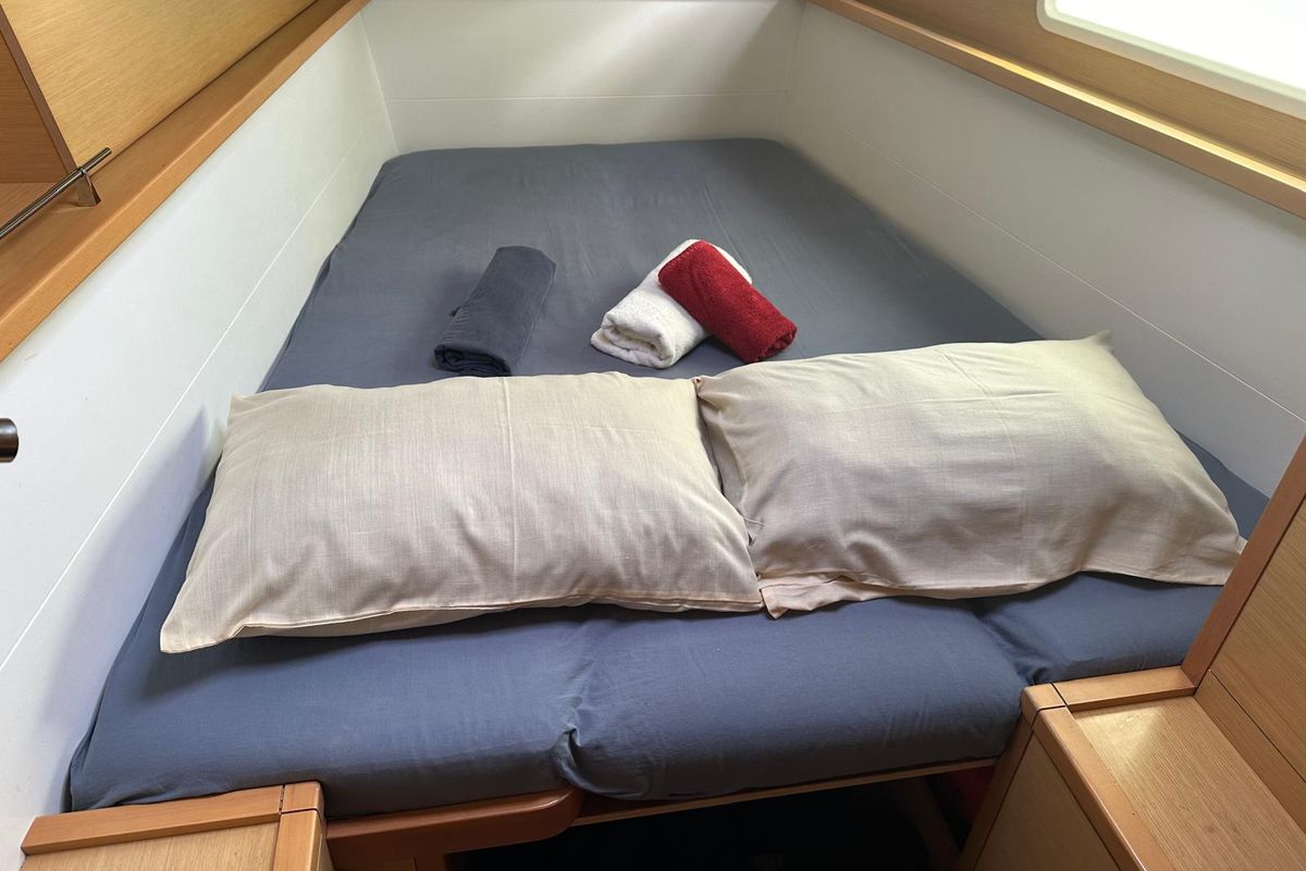 Cabin on Zil Seashell, a Lagoon 450 Fly catamaran at Eden Island Marina, Seychelles