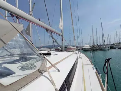 BLUE SWAN, a Jeanneau Sun Odyssey 439 sailboat at Municipal Unit of Lefkada, Greece