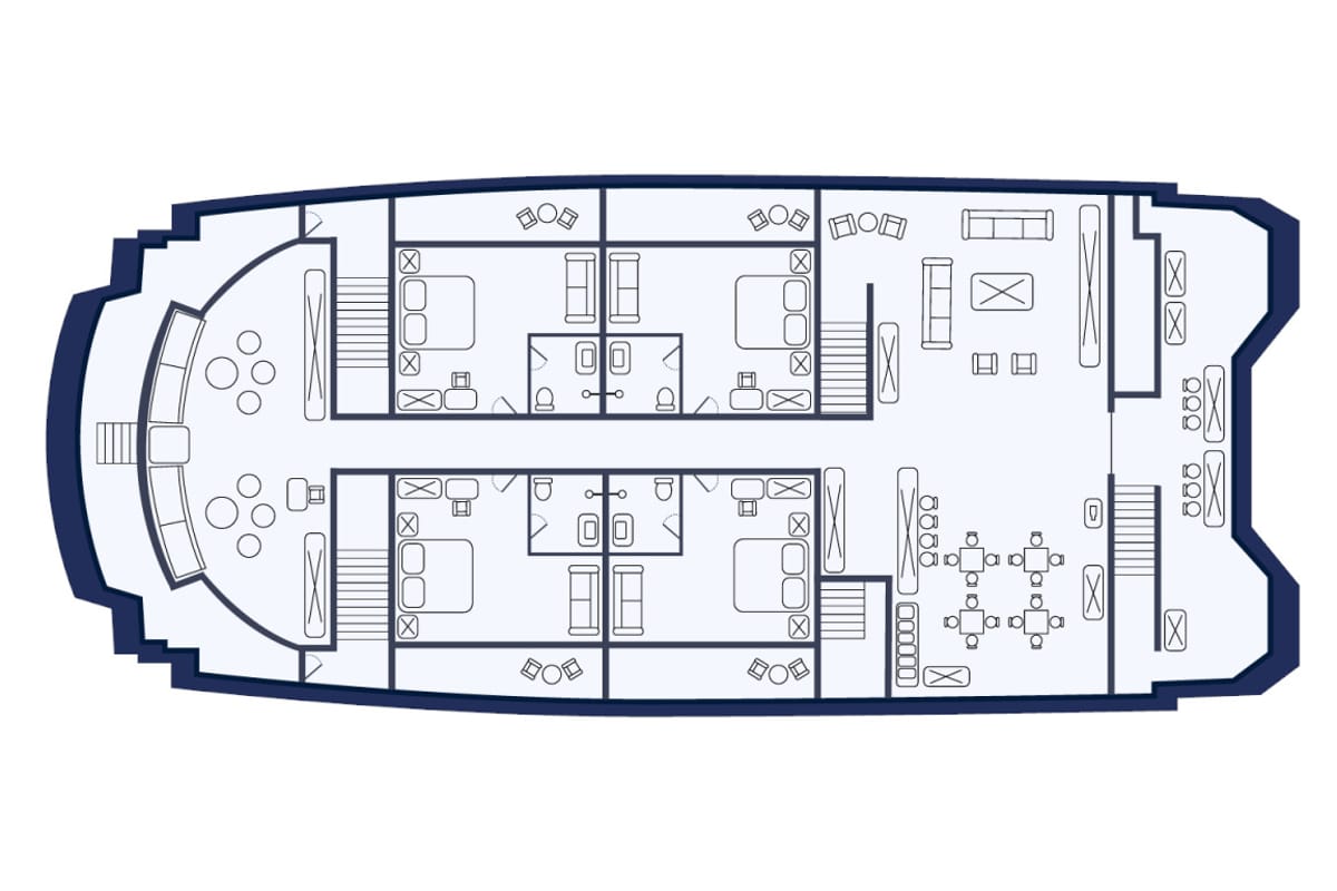 Floor plan of Endemic - Cabin 1, a Gulet Power Catamaran catamaran at Baltra, Ecuador