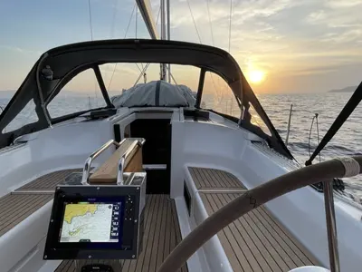 Cockpit of URSA, a Hanse Yachts Hanse 348 sailboat at Cogolin, France