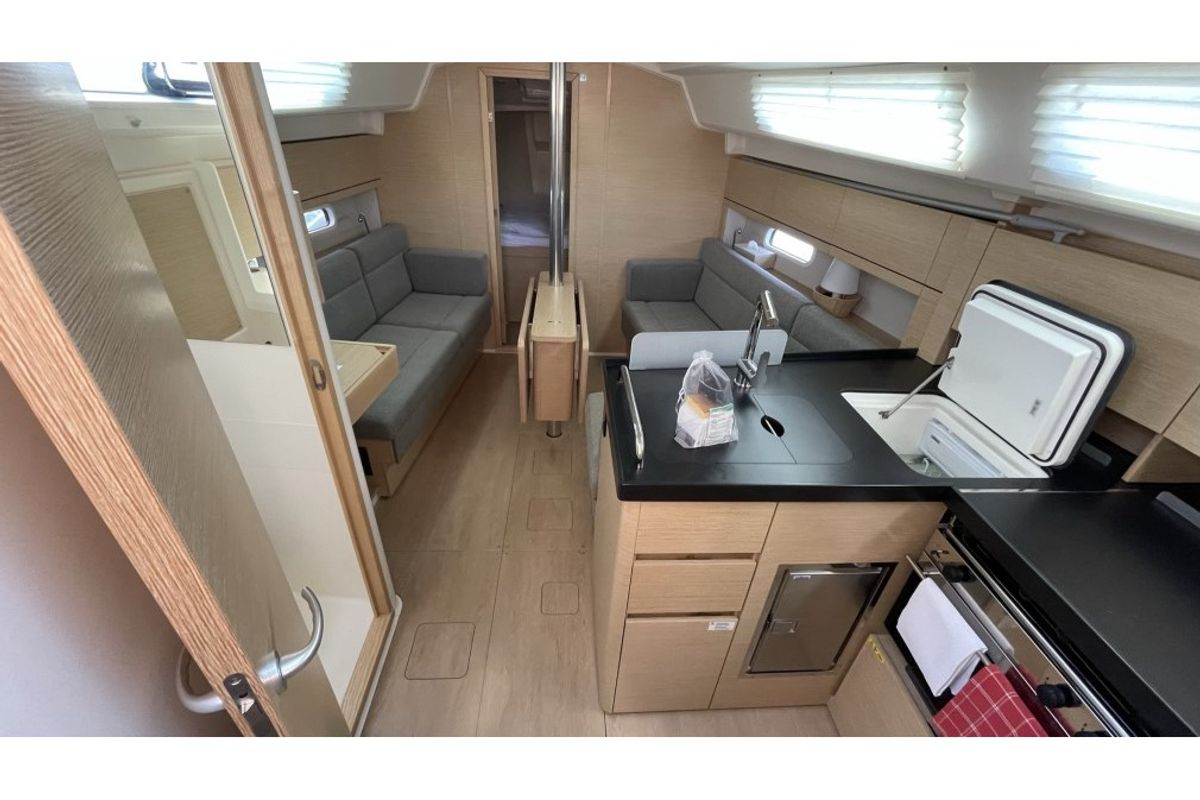 Galley of URSA, a Hanse Yachts Hanse 348 sailboat at Cogolin, France