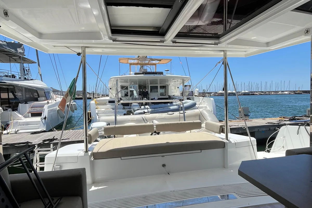 Head on JUST 42, a Bali 4.2 catamaran at Cagliari, Italy