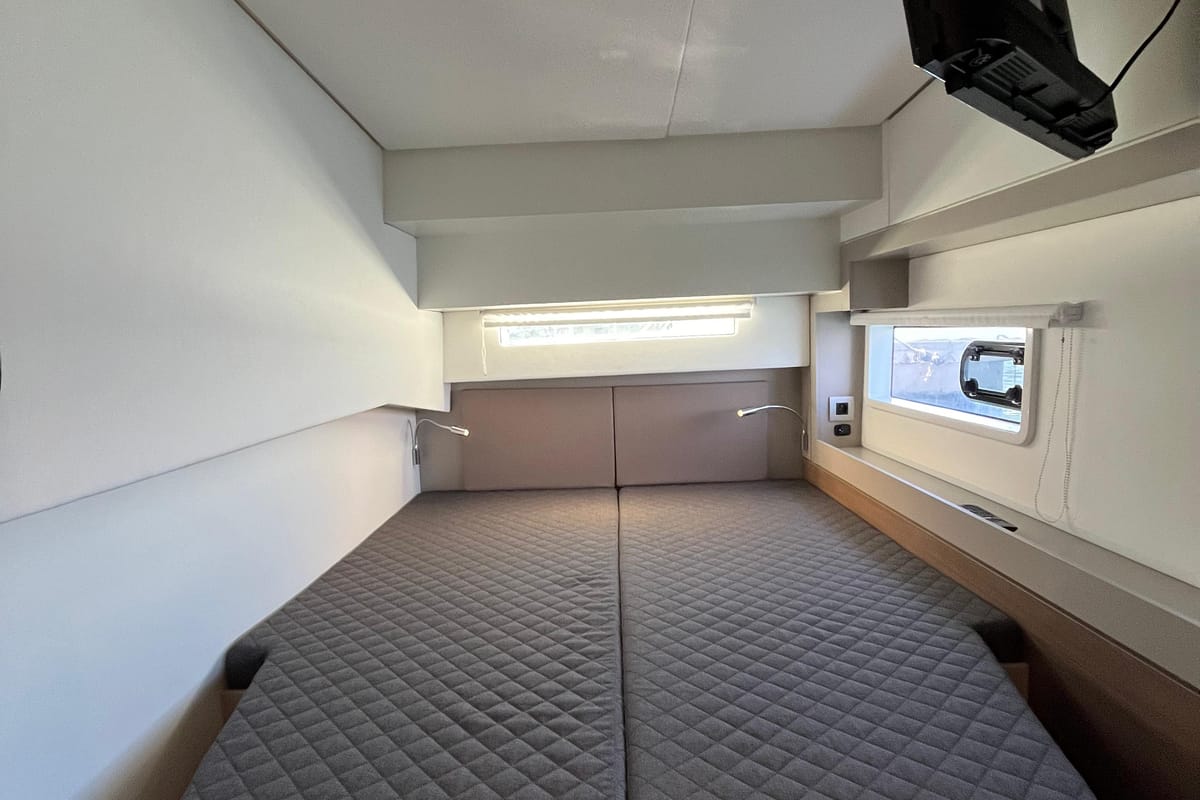 Cabin on JUST 42, a Bali 4.2 catamaran at Cagliari, Italy