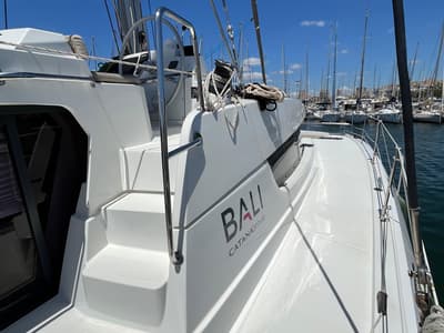 Galley of JUST 42, a Bali 4.2 catamaran at Cagliari, Italy
