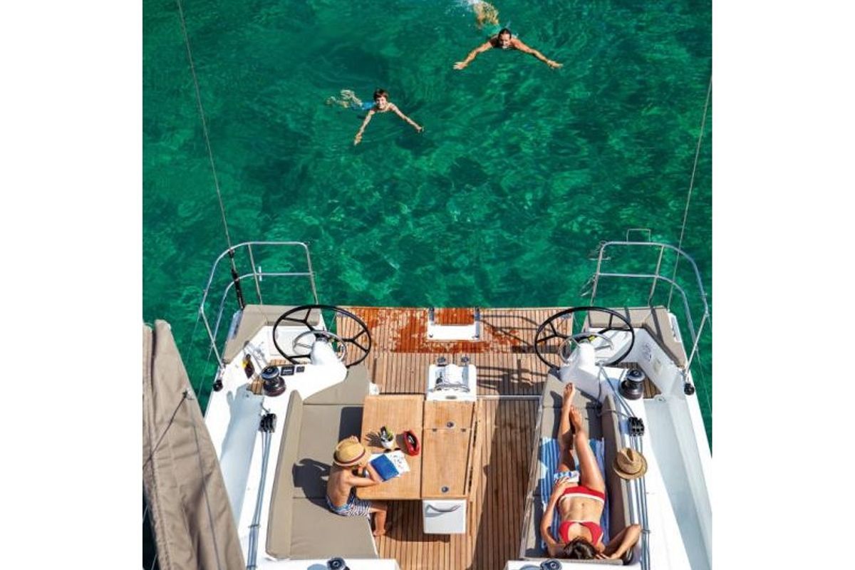 Stilvi, a Jeanneau Sun Odyssey 410 sailboat at Loutraki, Greece