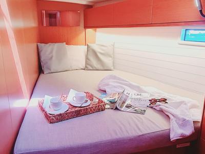 Cabin on Baaria, a Bavaria 46 Cruiser sailboat at Palermo, Italy