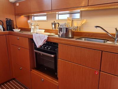 Galley of Baaria, a Bavaria 46 Cruiser sailboat at Palermo, Italy