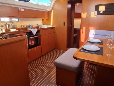 Salon of Baaria, a Bavaria 46 Cruiser sailboat at Palermo, Italy
