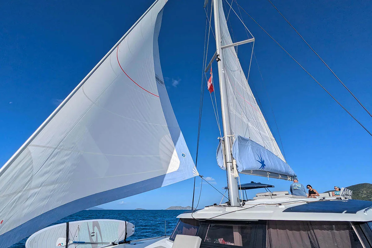 Exterior view of V Circle, a Fountaine Pajot Aura 51 catamaran at Seychelles, Eden Island Marina, Seychelles