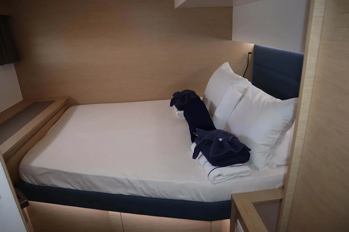Cabin on V Circle, a Fountaine Pajot Aura 51 catamaran at Seychelles, Eden Island Marina, Seychelles