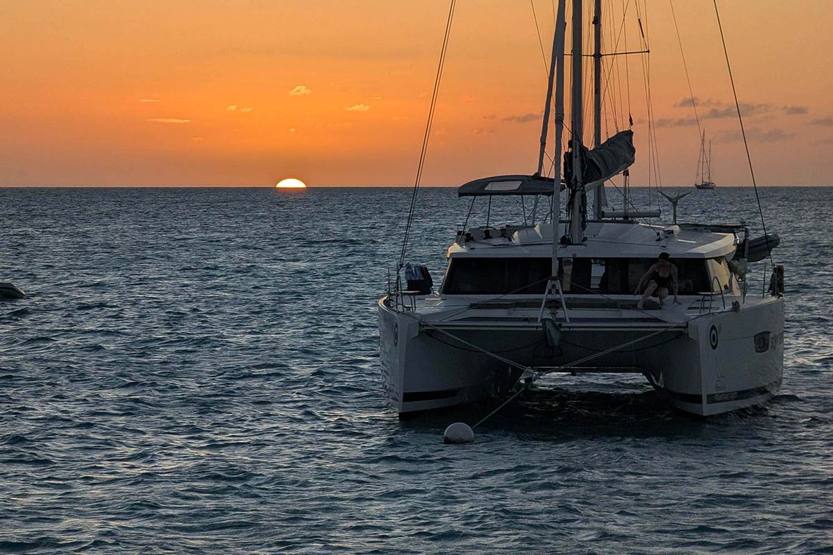 Exterior view of V Circle, a Fountaine Pajot Aura 51 catamaran at Seychelles, Eden Island Marina, Seychelles