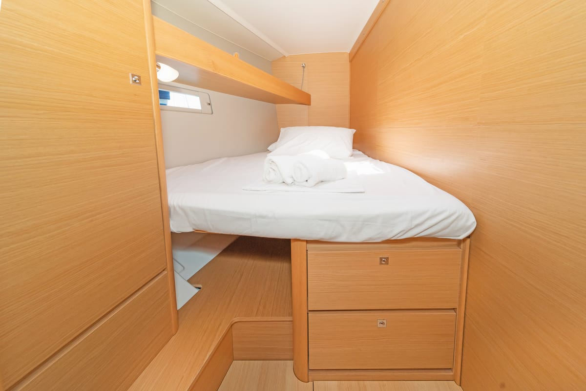 Cabin on Carpe Diem, a Dufour 460 Grand Large sailboat at Municipal Unit of Lefkada, Greece