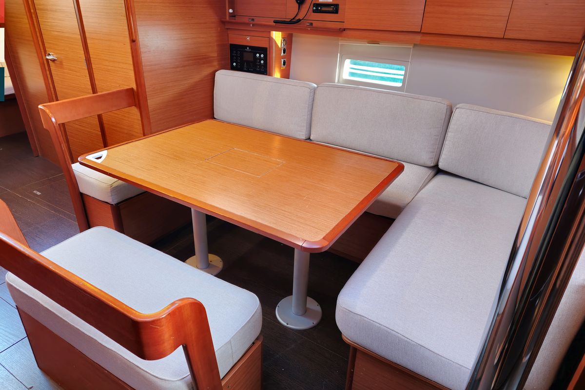 Salon of Vivo, a Dufour 430 GL sailboat at Grad Kaštela, Croatia