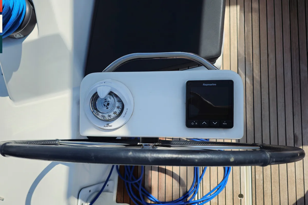 Cockpit of Vivo, a Dufour 430 GL sailboat at Grad Kaštela, Croatia