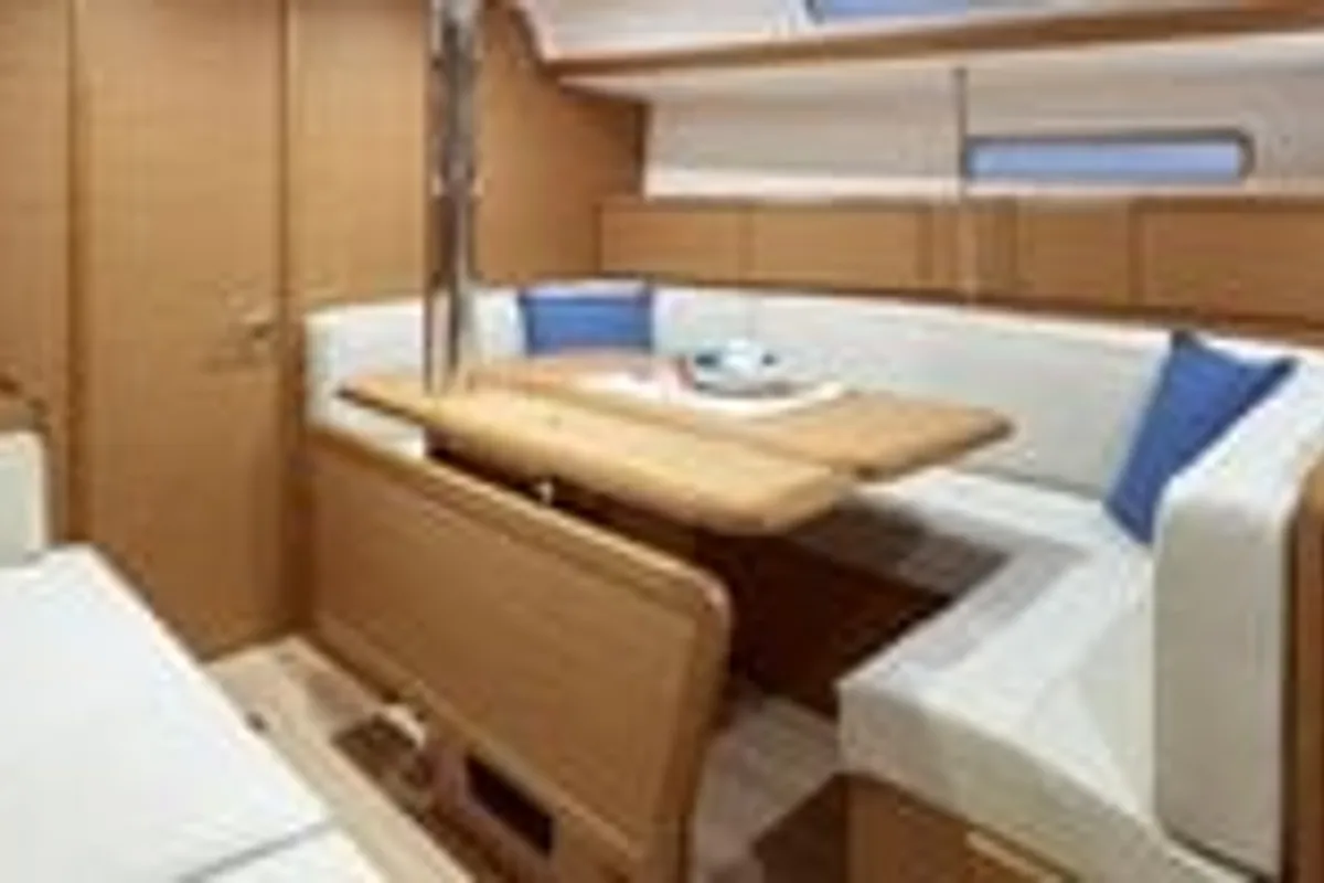 Salon of Sunsail 38 Classic, a Jeanneau Sun Odyssey 389 sailboat at Općina Marina, Croatia