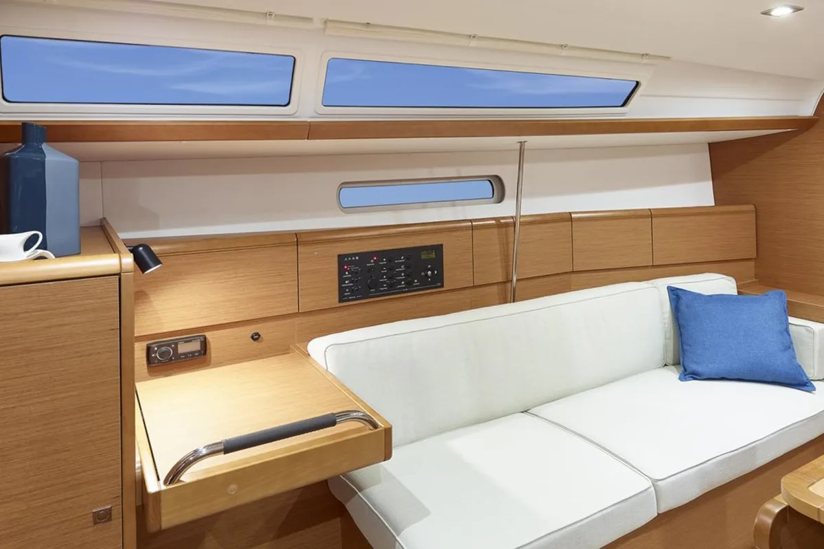 Salon of Sunsail 38 Classic, a Jeanneau Sun Odyssey 389 sailboat at Općina Marina, Croatia