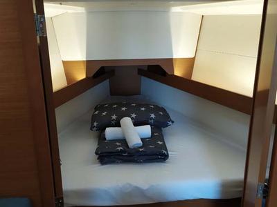 Cabin on Sweet Elli, a Jeanneau Sun Odyssey 349 sailboat at Grad Trogir, Croatia