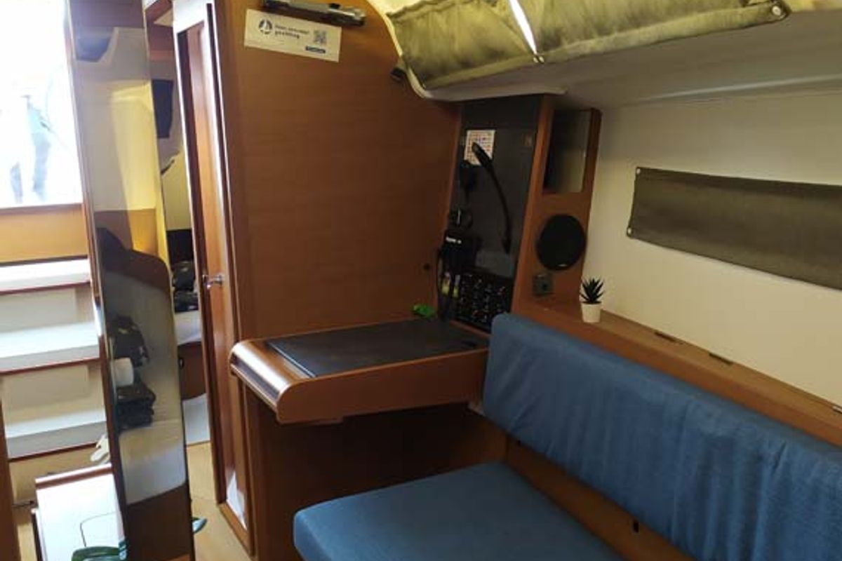Salon of Sweet Elli, a Jeanneau Sun Odyssey 349 sailboat at Grad Trogir, Croatia