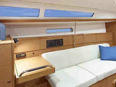 Salon of Oceanis 38 Classic, a Beneteau Oceanis 38 sailboat at Procida, Italy