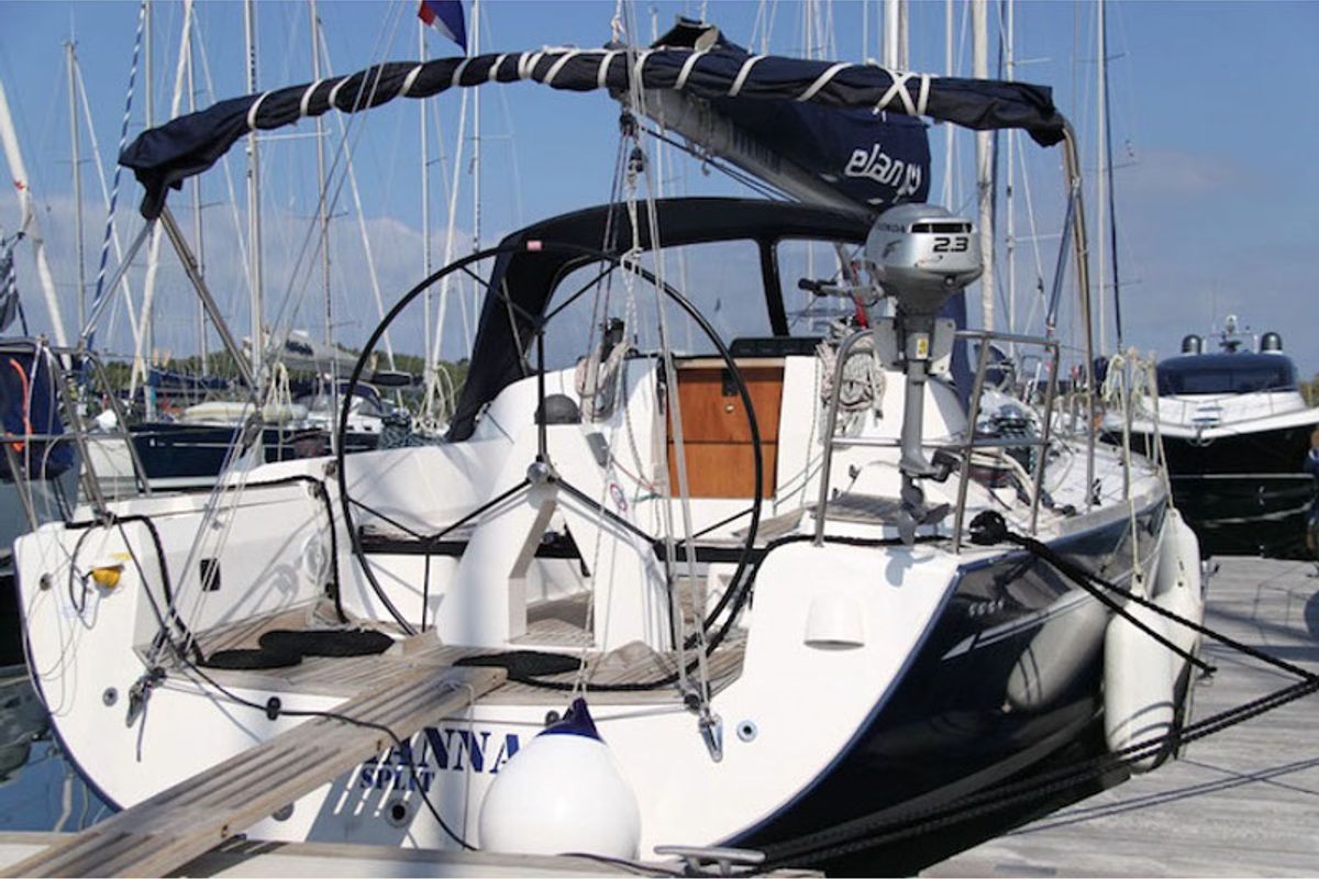 Cockpit of Arianna, a Elan 410 sailboat at Općina Rogoznica, Croatia