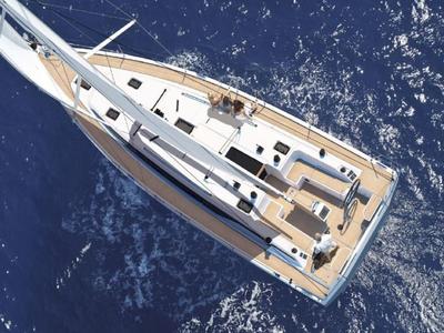 Exterior view of Val, a Bavaria C42 sailboat at Split, Croatia