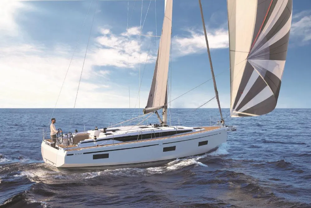 Exterior view of Val, a Bavaria C42 sailboat at Split, Croatia