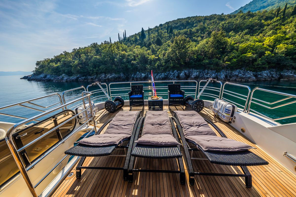 Deck of The Best Way, a Sunseeker Yacht 86 yacht at Dubrovnik, Croatia