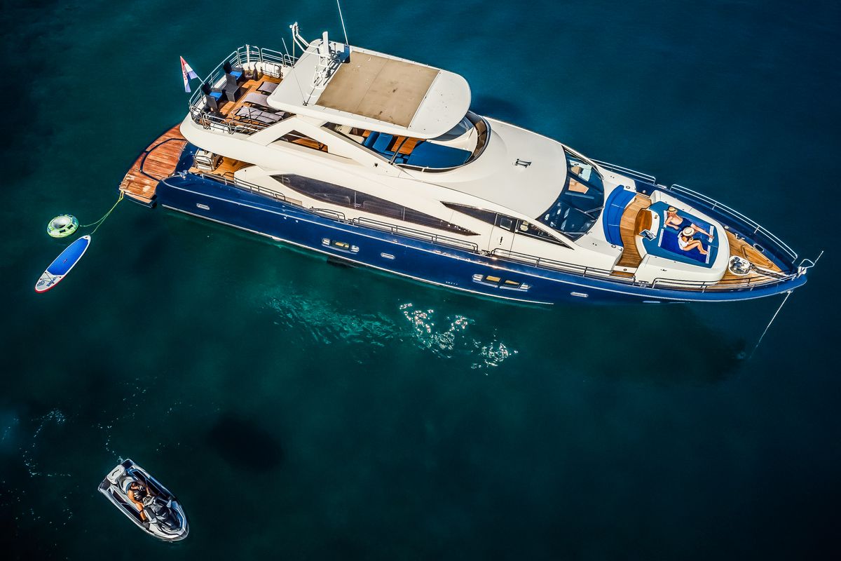 Exterior view of The Best Way, a Sunseeker Yacht 86 yacht at Dubrovnik, Croatia