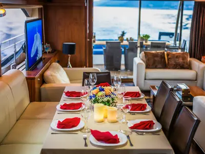 Salon of The Best Way, a Sunseeker Yacht 86 yacht at Dubrovnik, Croatia