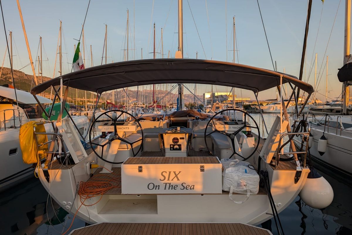 Exterior view of Six on the Sea, a D&D Kufner 54 Exclusive sailboat at Salerno, Italy