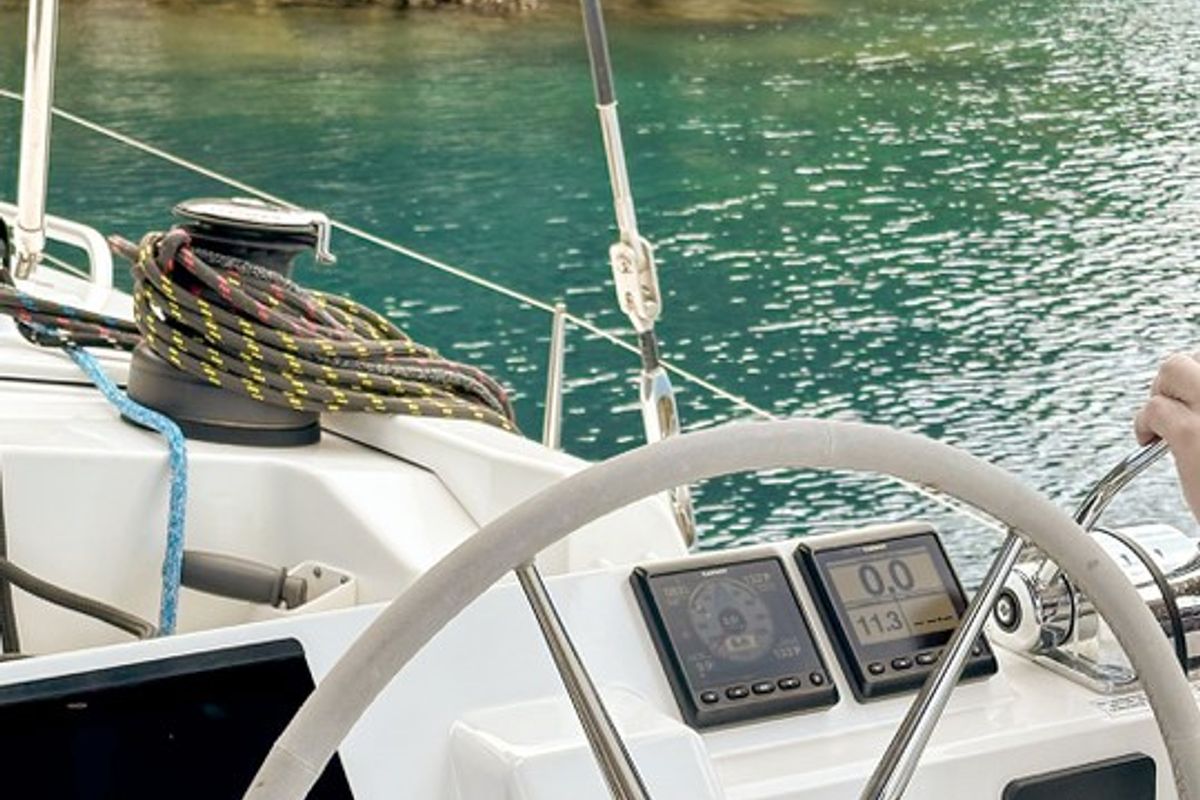 Cockpit of Smart Way, a Fountaine Pajot Tanna 47 catamaran at Marmaris, Turkey