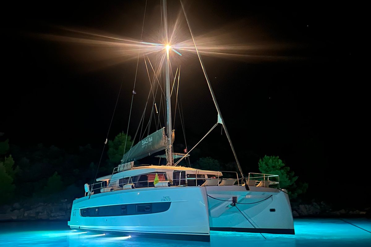 Exterior view of Thetis, a Bali 4.4 catamaran at Općina Rogoznica, Croatia