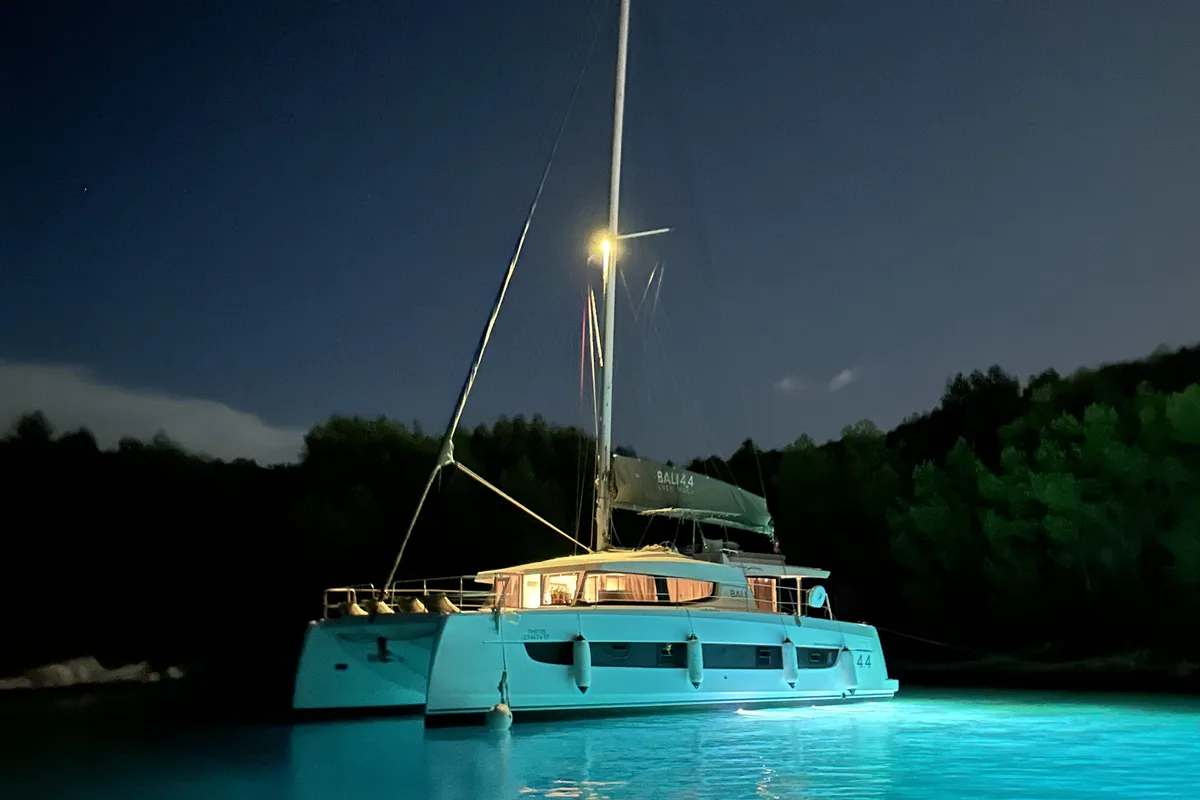 Exterior view of Thetis, a Bali 4.4 catamaran at Općina Rogoznica, Croatia