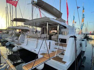 Deck of Thetis, a Bali 4.4 catamaran at Općina Rogoznica, Croatia