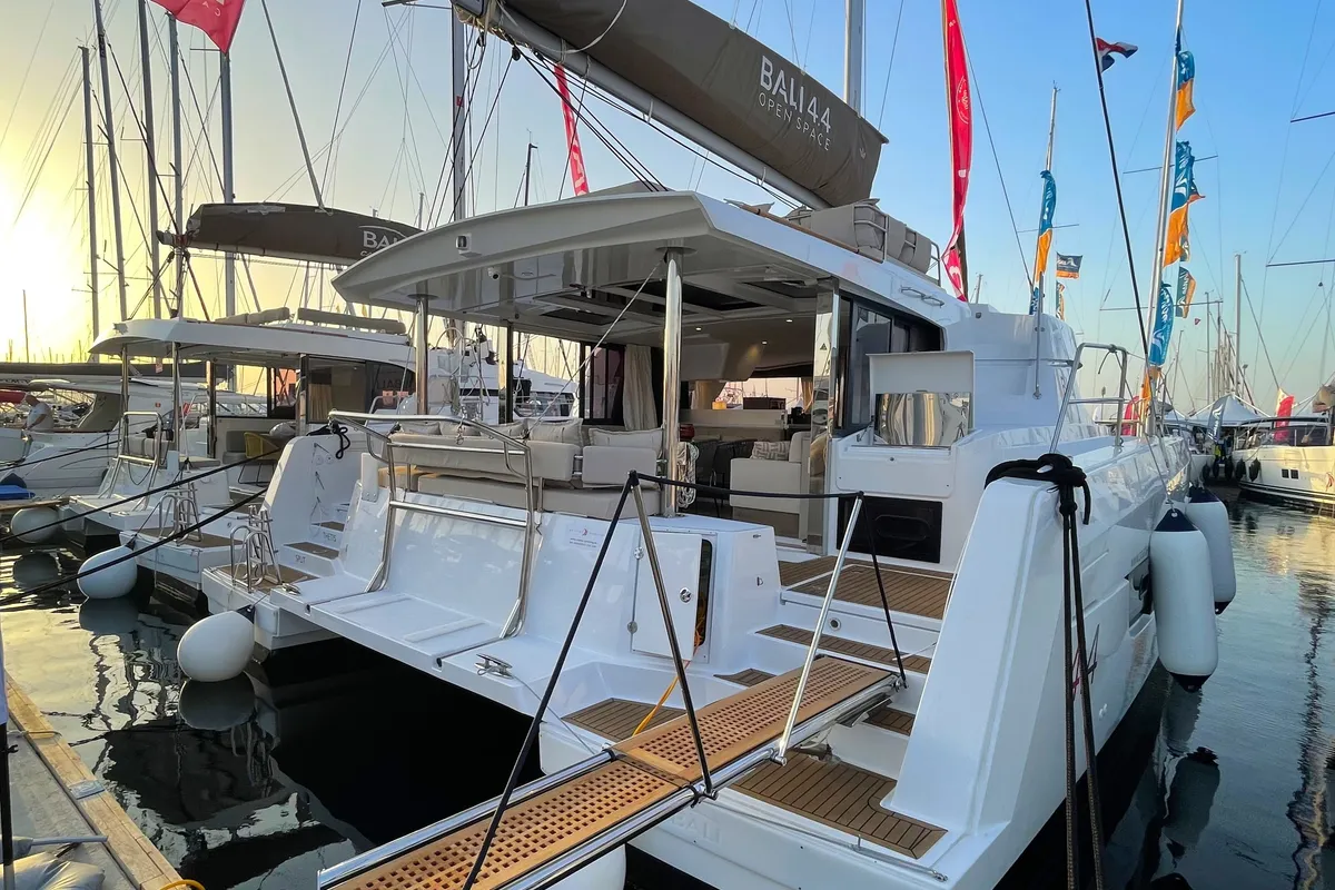 Deck of Thetis, a Bali 4.4 catamaran at Općina Rogoznica, Croatia