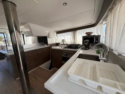 Galley of Thetis, a Bali 4.4 catamaran at Općina Rogoznica, Croatia