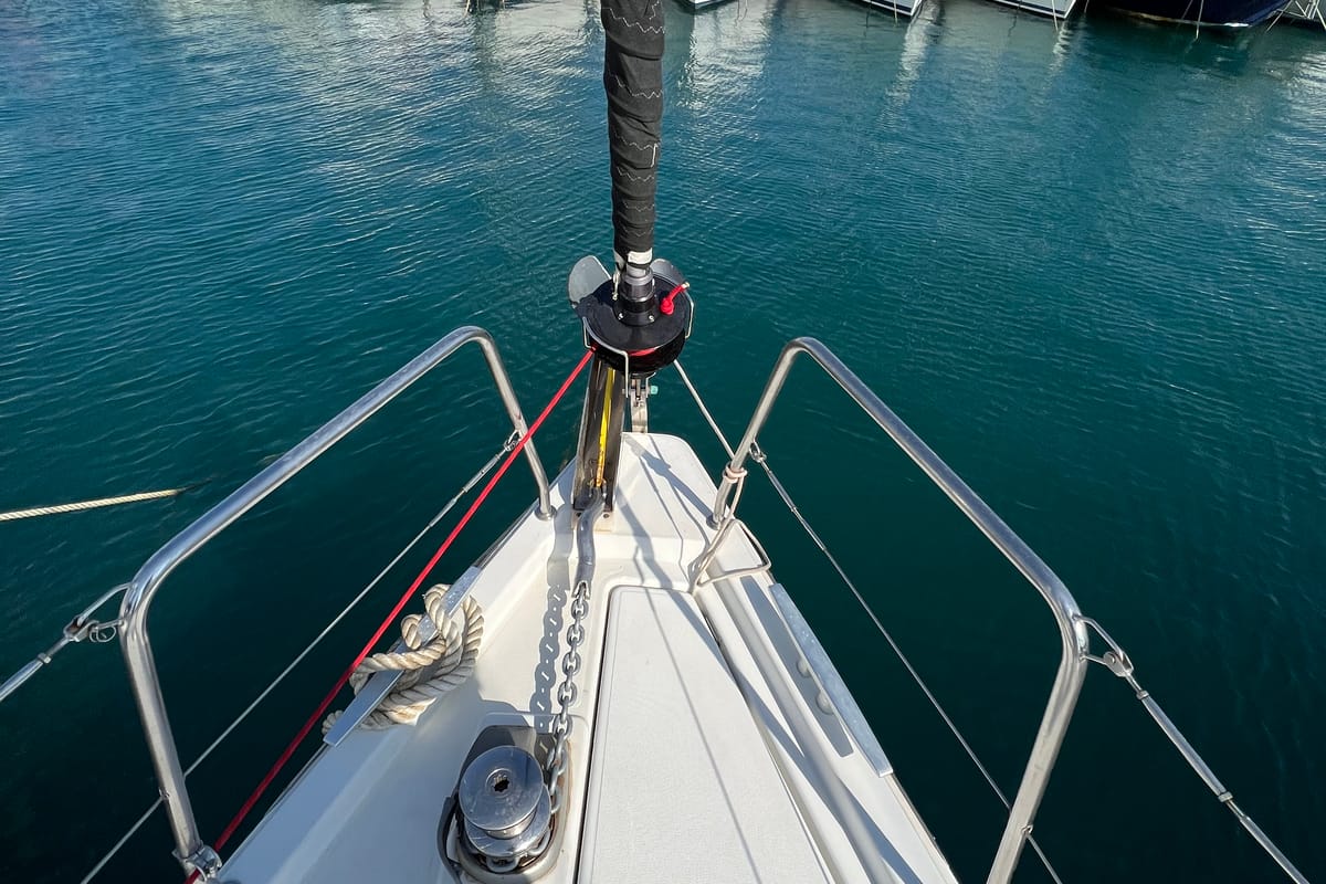 Deck of Ocyrhoe, a Beneteau Oceanis 41.1 sailboat at Municipal Unit of Rhodes, Greece