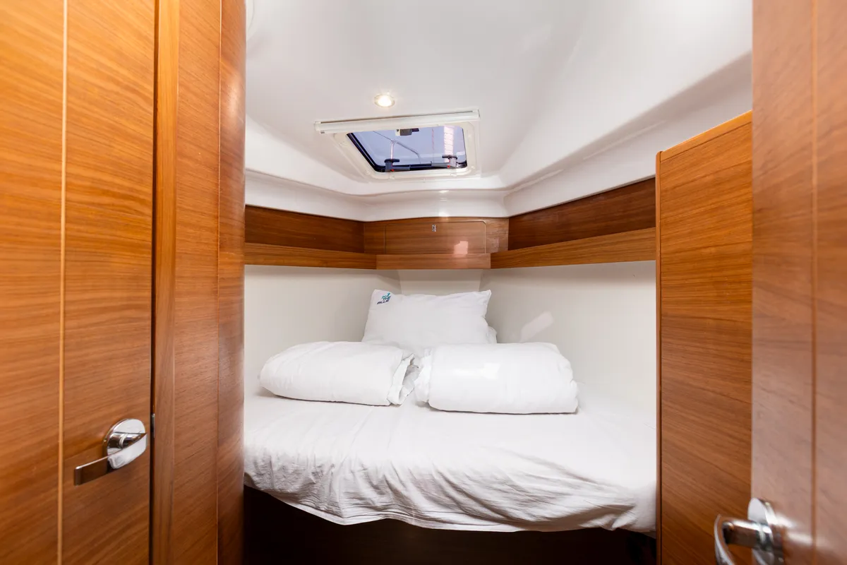 Cabin on Best Secret, a Elan Impression 40.1 sailboat at Punat, Croatia