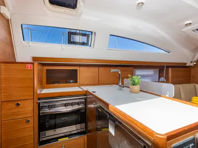Galley of Best Secret, a Elan Impression 40.1 sailboat at Punat, Croatia