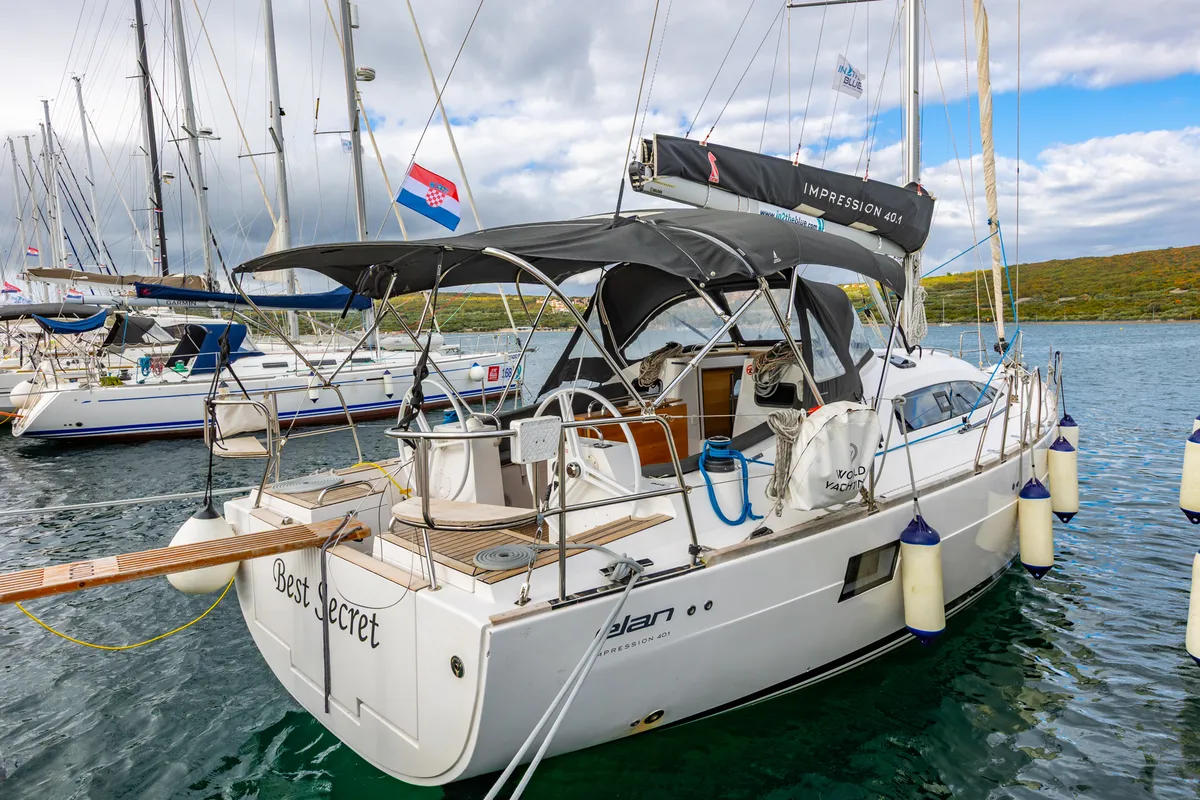 Exterior view of Best Secret, a Elan Impression 40.1 sailboat at Punat, Croatia