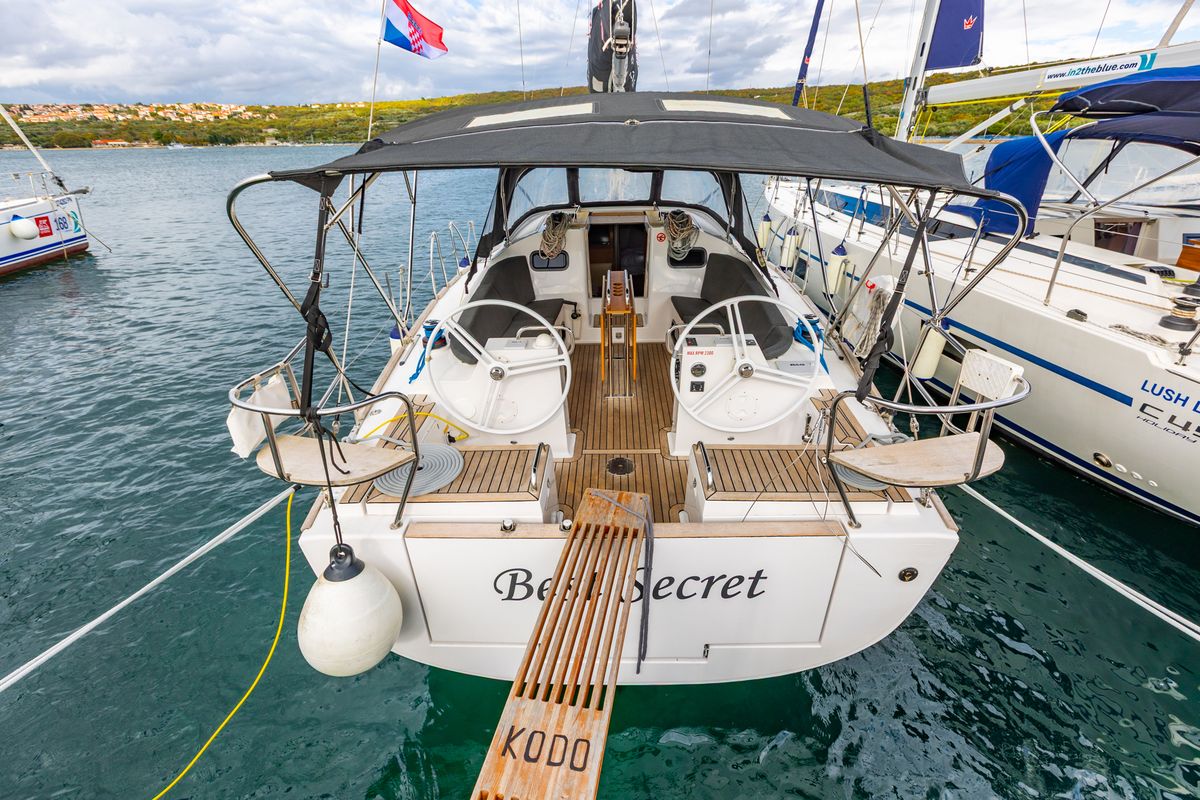 Cockpit of Best Secret, a Elan Impression 40.1 sailboat at Punat, Croatia