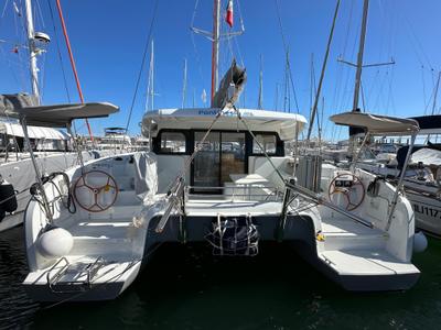 Deck of Pontinesia, a Excess 11 catamaran at Nettuno, Italy