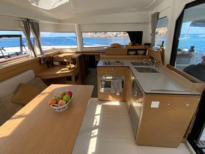 Galley of Pontinesia, a Excess 11 catamaran at Nettuno, Italy