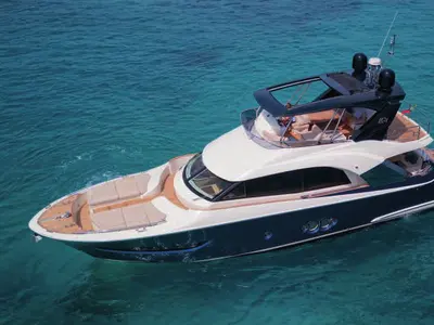 Exterior view of Five weeks, a Beneteau Monte Carlo 66 yacht at Castellammare di Stabia, Italy
