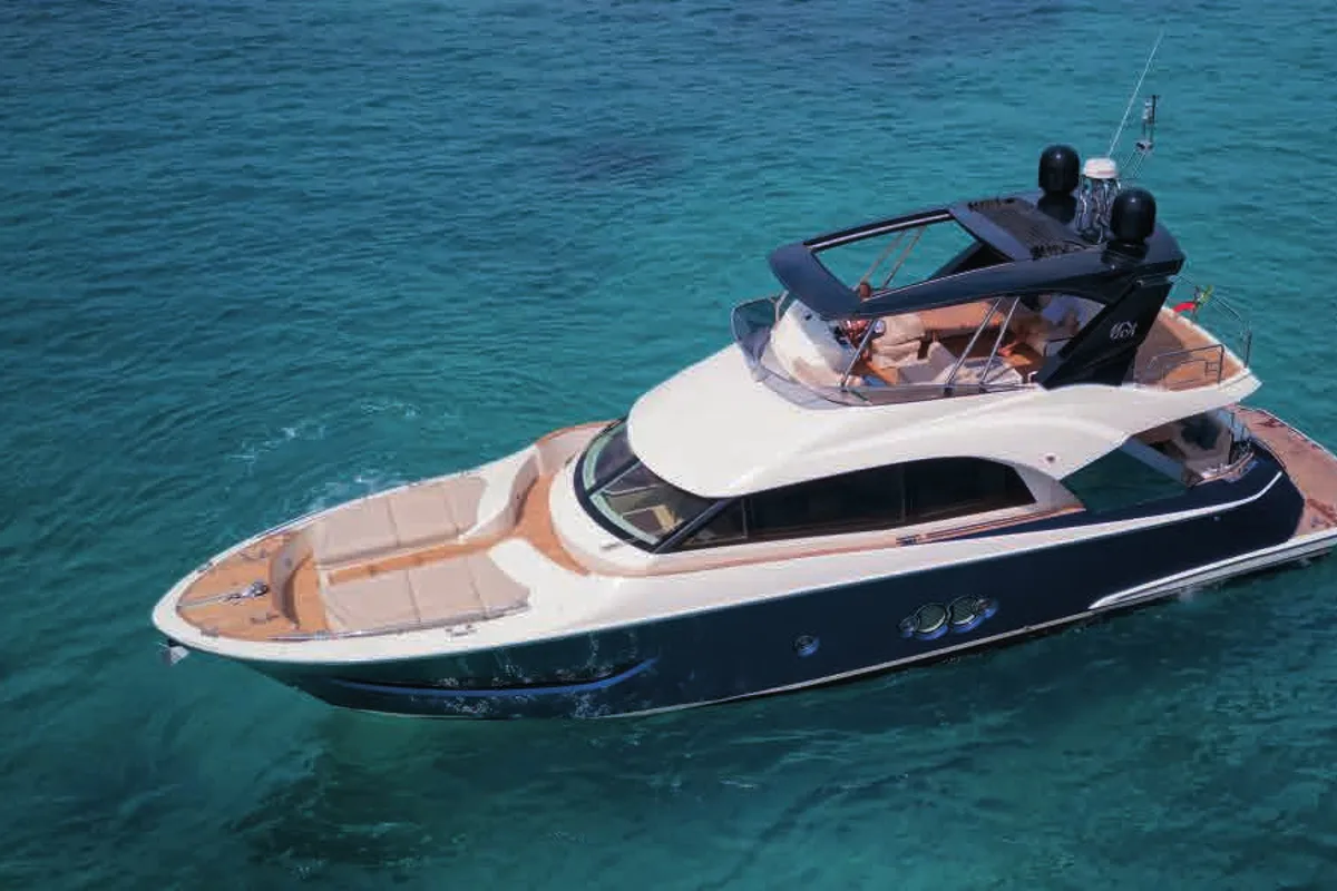 Exterior view of Five weeks, a Beneteau Monte Carlo 66 yacht at Castellammare di Stabia, Italy