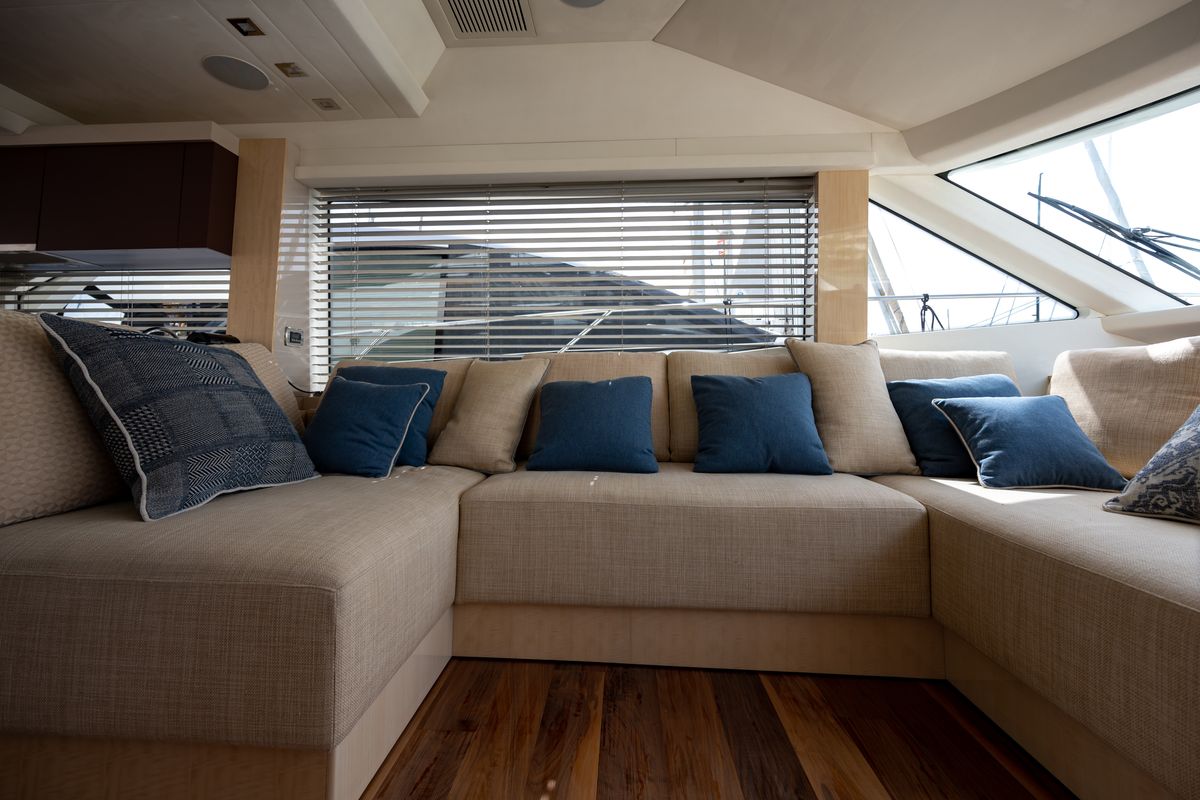 Salon of Five weeks, a Beneteau Monte Carlo 66 yacht at Castellammare di Stabia, Italy