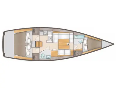 Floor plan of RED SCORPION, a AD Boats Salona 41 sailboat at Marmaris, Turkey